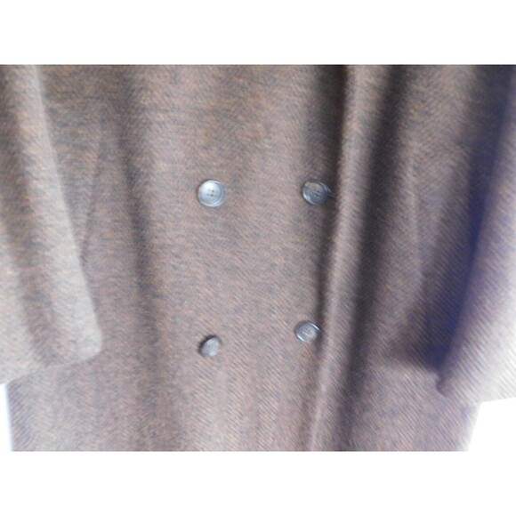 Vintage Burberrys Long Coat Womens Rust & Black Wool Cashmere Size 14R - Picture 3 of 16